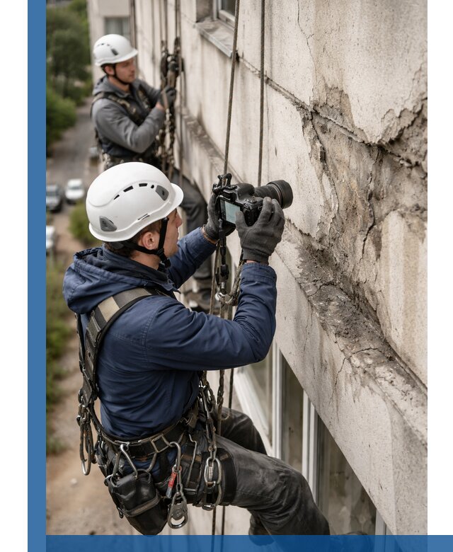 Фотофиксация дефектов фасада с высотной съемкой в Дедовске