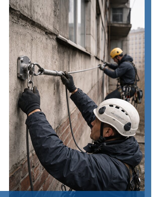 Монтаж анкерных линий в Дедовске от 3299 р. | ВЫСОТНИК-Ддв