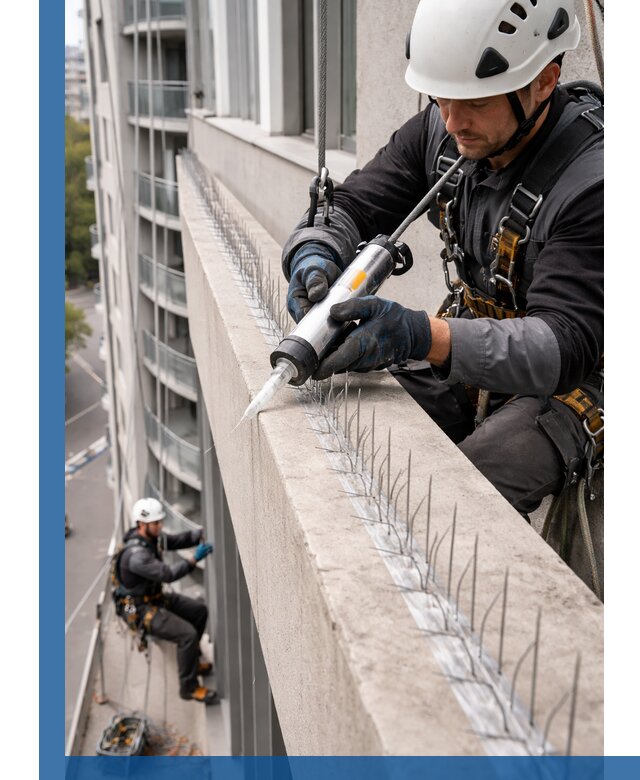 Установка шипов от птиц на фасадах и кровлях в Дедовске